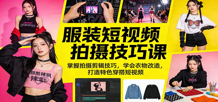 服装短视频拍摄技巧课:掌握拍摄剪辑技巧,学会衣物改造,打造特色穿搭短视频-赛德副业库