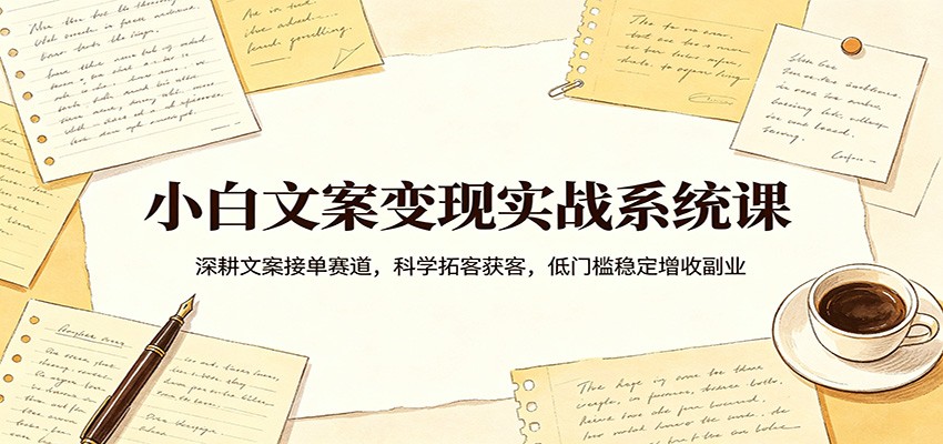 小白文案变现实战系统课:深耕文案接单赛道,科学拓客获客,低门槛稳定增收副业-赛德副业库