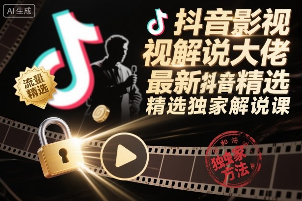 抖音影视解说大佬最新抖音进精选和独家方法,精选独家解说课(更新26年3月)-赛德副业库