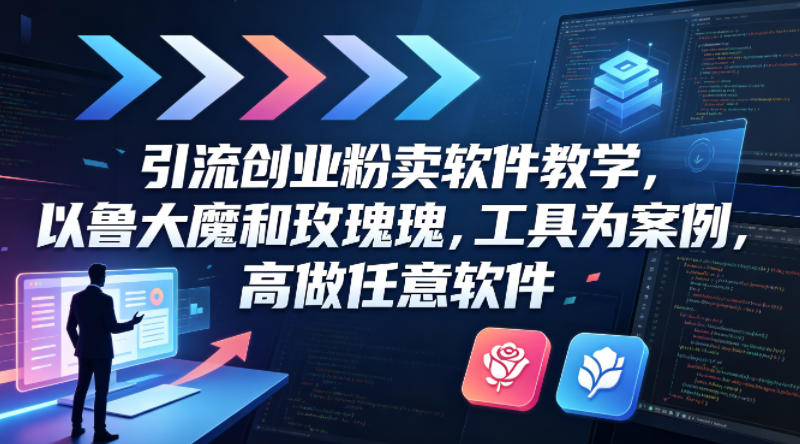 引流创业粉卖软件教学,以鲁大魔和玫瑰工具为案例,可做任意软件-赛德副业库
