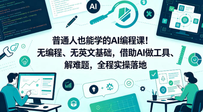 普通人也能学的AI编程课!无编程、无英文基础,借助AI做工具、解难题,全程实操落地-赛德副业库