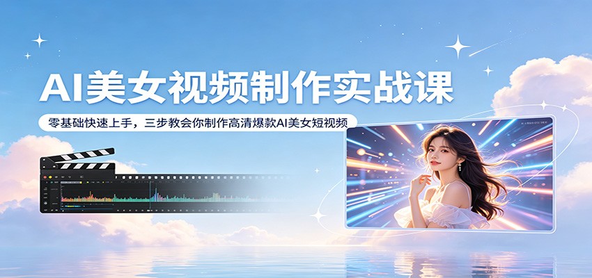 AI美女视频制作实战课:零基础快速上手,三步教会你制作高清爆款AI美女短视频-赛德副业库