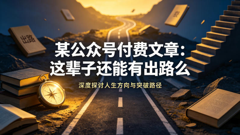 某公众号付费文章：这辈子还能有出路么-赛德副业库