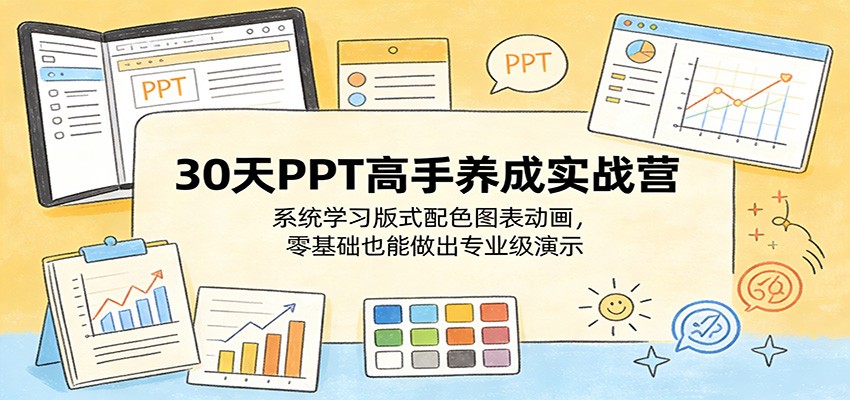 30天PPT高手养成实战营：系统学习版式配色图表动画，零基础也能做出专业级演示-赛德副业库