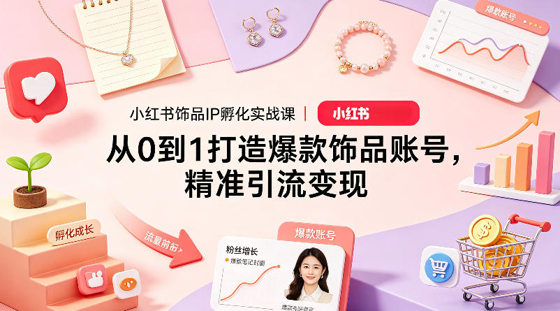小红书饰品IP孵化实战课｜从0到1打造爆款饰品账号，精准引流变现-赛德副业库