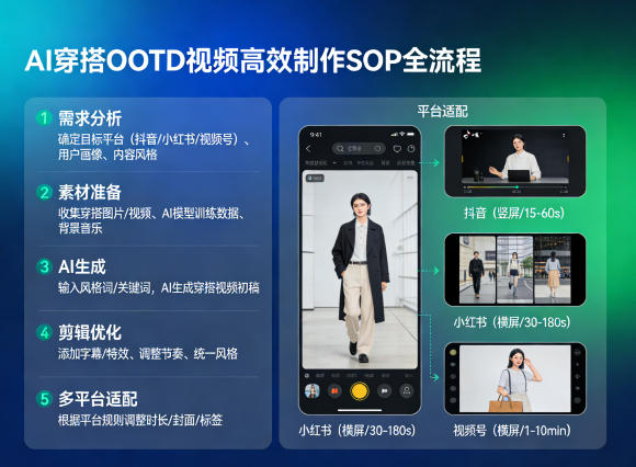 AI穿搭OOTD视频高效制作SOP全流程,适配抖音小红书视频号全平台-赛德副业库