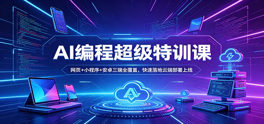 AI编程超级特训课：网页+小程序+安卓三端全覆盖，快速落地云端部署上线-赛德副业库