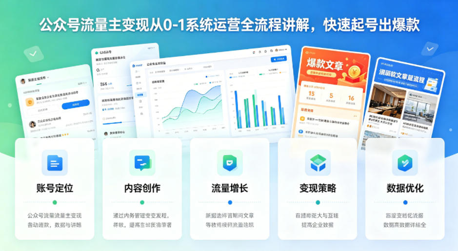 公众号流量主变现从0-1系统运营全流程讲解，快速起号出爆款-赛德副业库