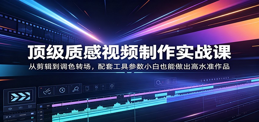 顶级质感视频制作实战课:从剪辑到调色转场,配套工具参数小白也能做出高水准作品-赛德副业库