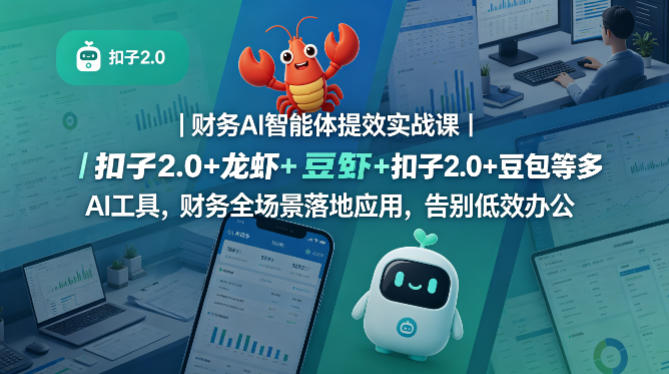 财务AI智能体提效实战课｜扣子2.0+龙虾+豆包等多AI工具，财务全场景落地应用，告别低效办公-赛德副业库