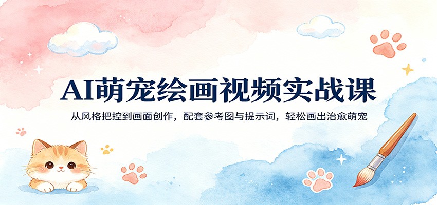 AI萌宠绘画视频实战课：从风格把控到画面创作，配套参考图与提示词，轻松画出治愈萌宠-赛德副业库