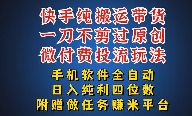 最新黑科技快手搬运带货方法，手机就能操作，轻松带你日入四位数【揭秘】-赛德副业库
