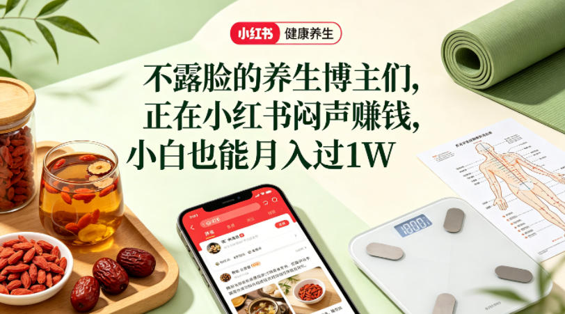 小红书健康养生科普图文赛道，不露脸的养生博主们，正在小红书闷声賺钱，小白也能月入过1W-赛德副业库