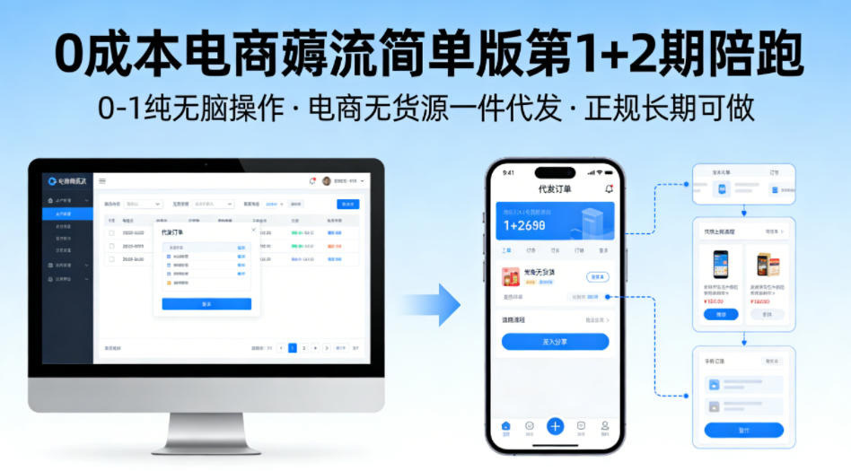 0成本电商薅流简单版第1+2期陪跑,0-1纯无脑操作,电商无货源一件代发,正规长期可做-赛德副业库