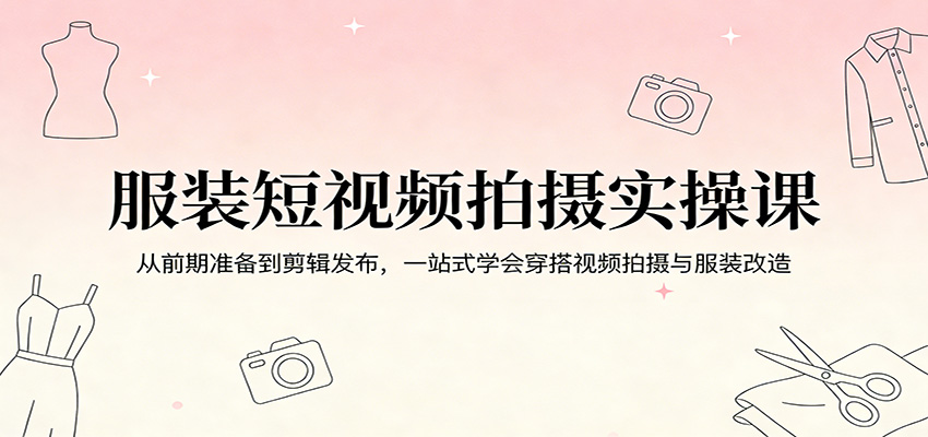 服装短视频拍摄实操课：从前期准备到剪辑发布，一站式学会穿搭视频拍摄与服装改造-赛德副业库