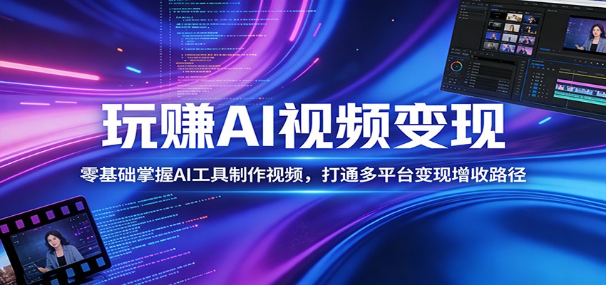 玩赚AI视频变现，零基础掌握AI具制作视频，打通多平台变现增收路径-赛德副业库