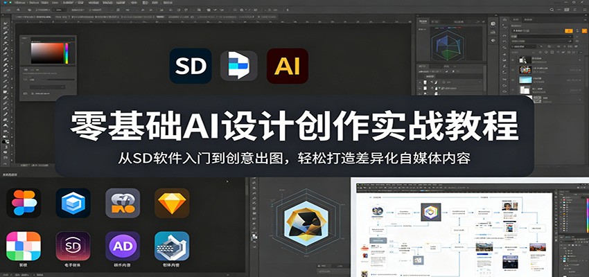 零基础AI设计创作实战教程:从SD软件入门到创意出图,轻松打造差异化自媒体内容-赛德副业库