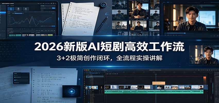 2026新版AI短剧高效工作流：3+2极简创作闭环，全流程实操讲解-赛德副业库