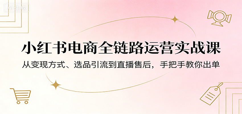 小红书电商全链路运营实战课：从变现方式、选品引流到直播售后，手把手教你出单-赛德副业库