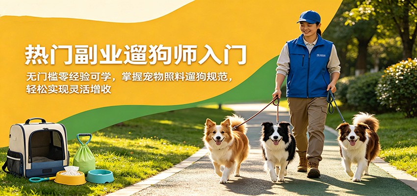 热门副业遛狗师入门,无门槛零经验可学,掌握宠物照料遛狗规范,轻松实现灵活增收-赛德副业库