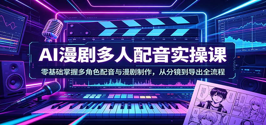 AI漫剧多人配音实操课:零基础掌握多角色配音与漫剧制作,从分镜到导出全流程-赛德副业库