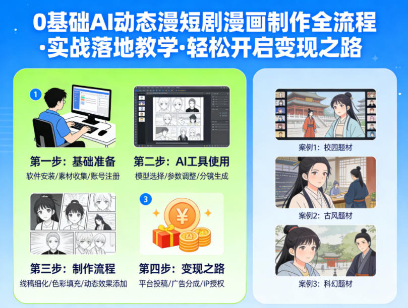 0基础AI动态漫短剧漫画制作全流程，实战落地教学，轻松开启变现之路-赛德副业库