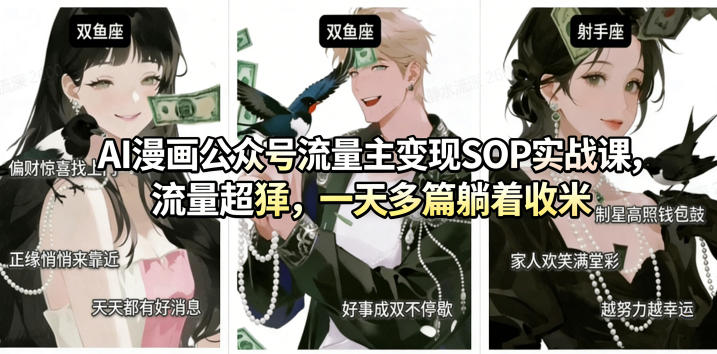 AI漫画公众号流量主变现SOP实战课，流量超猛，制作简单，一天多篇躺着收米-赛德副业库