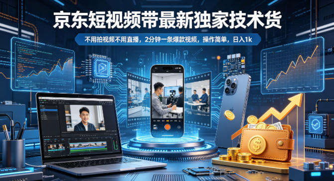京东短视频带货最新独家技术,不用拍视频不用直播,2分钟一条爆款视频,操作简单,日入1k+【揭秘】-赛德副业库