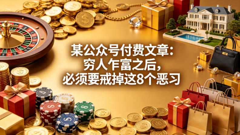 某公众号付费文章：穷人乍富之后，必须要戒掉这8个恶习-赛德副业库