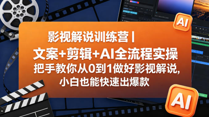 影视解说训练营｜文案+剪辑+AI全流程实操，把手教你从0到1做好影视解说，小白也能快速出爆款-赛德副业库