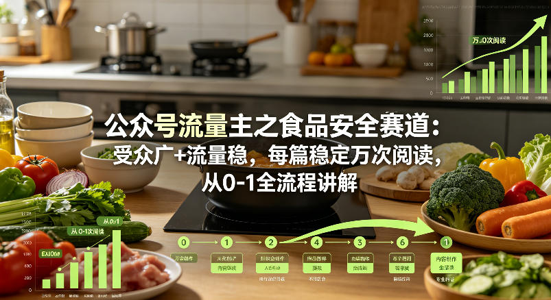公众号流量主之食品安全赛道，受众广+流量稳，每篇作品稳定万次阅读，从0-1全流程讲解-赛德副业库
