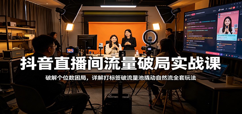 抖音直播间流量破局实战课：破解个位数困局，详解打标签破流量池撬动自然流全套玩法-赛德副业库