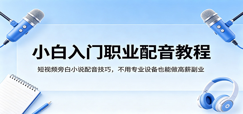小白入门职业配音教程,短视频旁白小说配音技巧,不用专业设备也能做高薪副业-赛德副业库