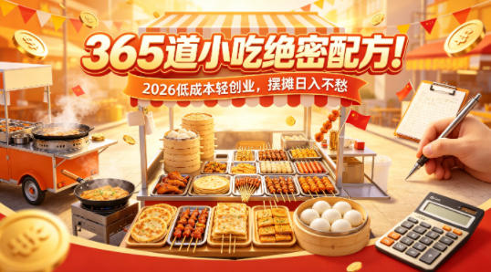 365道小吃绝密配方!2026低成本轻创业,摆摊日入不愁-赛德副业库