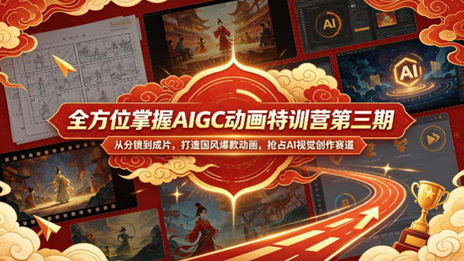 全方位掌握AIGC动画特训营第三期,从分镜到成片,打造国风爆款动画,抢占AI视觉创作赛道红利-赛德副业库
