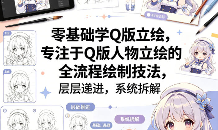 零基础学Q版立绘,专注于Q版人物立绘的全流程绘制技法,层层递进,系统拆解-赛德副业库