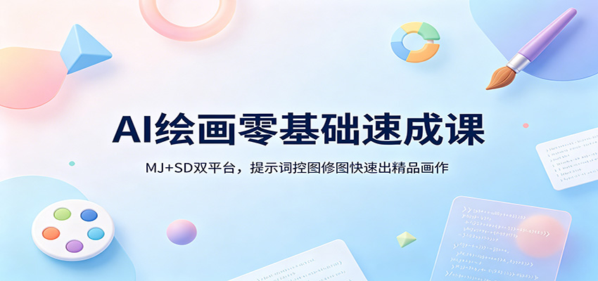 AI绘画零基础速成课：MJ+SD双平台，提示词控图修图快速出精品画作-赛德副业库