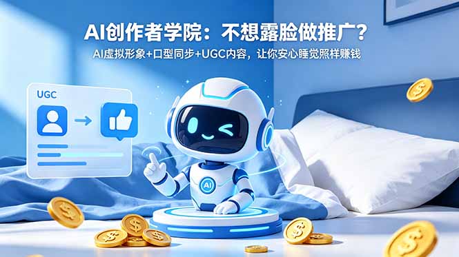 (18599期)AI创作者学院:不想露脸做推广?AI虚拟形象+口型同步+UGC内容,让你安心睡觉照样赚钱-赛德副业库