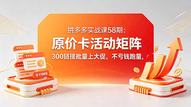 （18395期）拼多多实战课58期：原价卡活动矩阵，300链接批量上大促，不亏钱跑量-赛德副业库