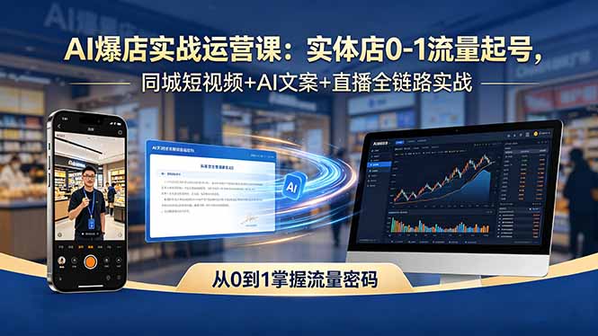 (18451期)AI爆店实战运营课:实体店0-1流量起号,同城短视频+AI文案+直播全链路实战-赛德副业库