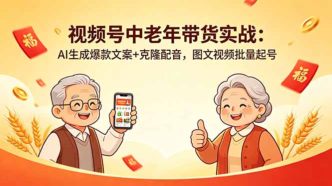 （18396期）视频号中老年带货实战：AI生成爆款文案+克隆配音，图文视频批量起号-赛德副业库