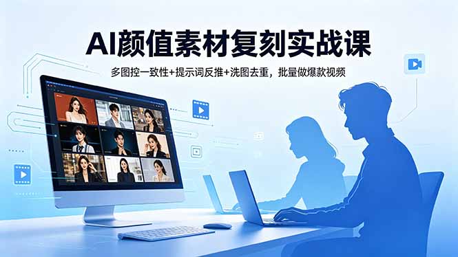 (18450期)AI颜值素材复刻实战课,多图控一致性+提示词反推+洗图去重,批量做爆款视频-赛德副业库