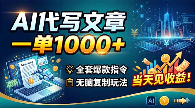 (18575期)AI代写文章,一单1000+,全套爆款指令+无脑复制玩法,当天见收益!-赛德副业库