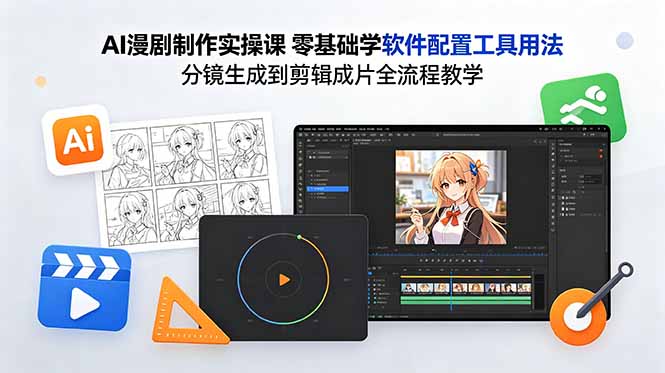（18605期）AI漫剧制作实操课 零基础学软件配置工具用法 分镜生成到剪辑成片全流程教学-赛德副业库