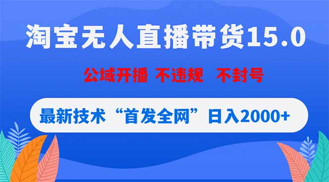 (18562期)淘宝无人直播带货15.0,不封号,不违规,公域玩法,首发全网日入2000+-赛德副业库