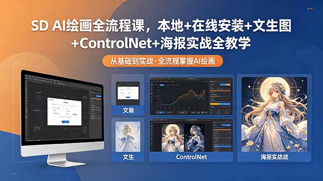 （18453期）SD AI绘画全流程课，本地+在线安装+文生图+ControlNet+海报实战全教学-赛德副业库