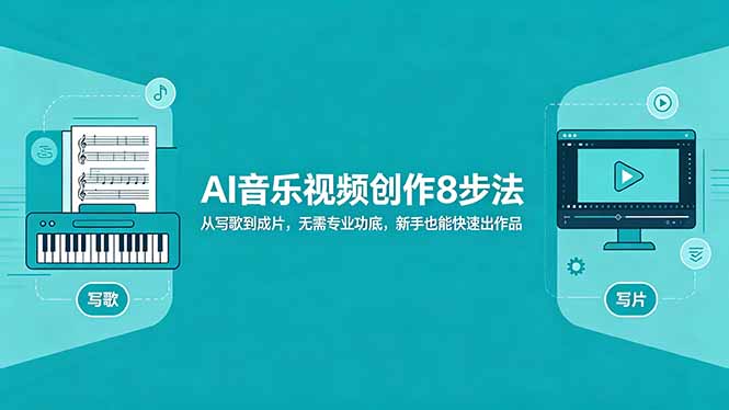 （18340期）AI音乐视频创作8步法：从写歌到成片，无需专业功底，新手也能快速出作品-赛德副业库
