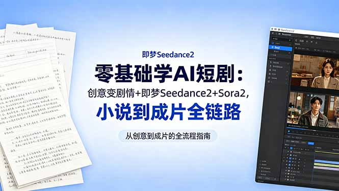 (18537期)零基础学AI短剧:创意变剧情+即梦Seedance2+Sora2,小说到成片全链路-赛德副业库