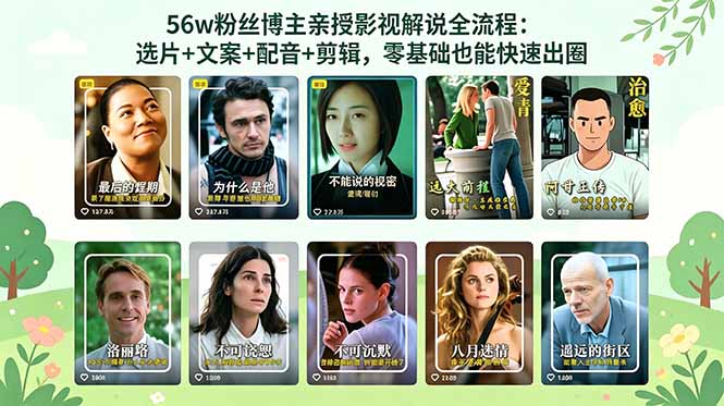 (18579期)56万粉丝博主亲授影视解说全流程:选片+文案+配音+剪辑,零基础也能快速出圈-赛德副业库