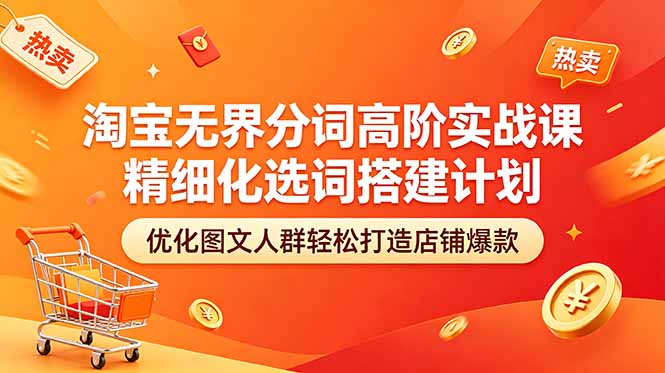 (18564期)淘宝无界分词高阶实战课 精细化选词搭建计划 优化图文人群轻松打造店铺爆款-赛德副业库